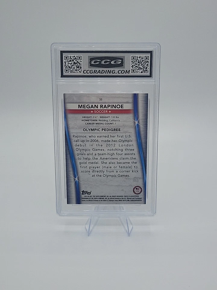 2021 Topps Olympic Pedigree #33 Megan Rapinoe - Soccer - CCG 10 GEM MINT 💎 - Image 2 of 2