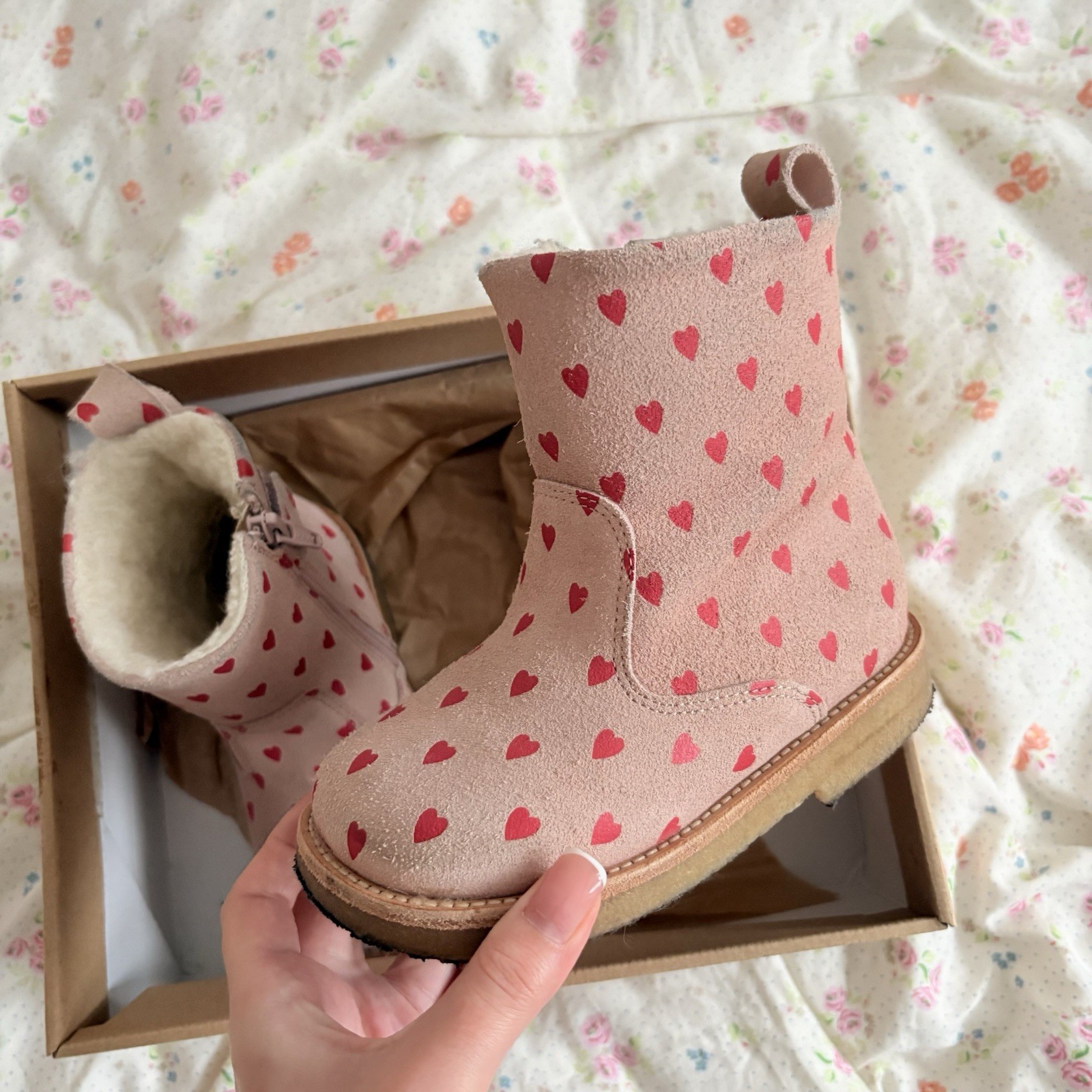 Konges Slojd pippi heart pull on boots fur lined EU26 in box sold out RRP$145 image 5