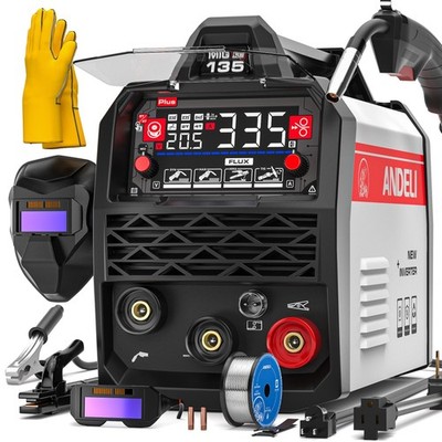 ANDELI 135A MIG Welder 110V/220V, PULSE Flux Core MIG/Lift Tig/Stick 3-in-1 G...