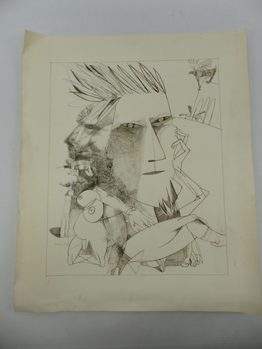 3x Lithografie Zeichnung Nikolaj Ullmann signiert Erotische Darstellung - Bild 9 von 14