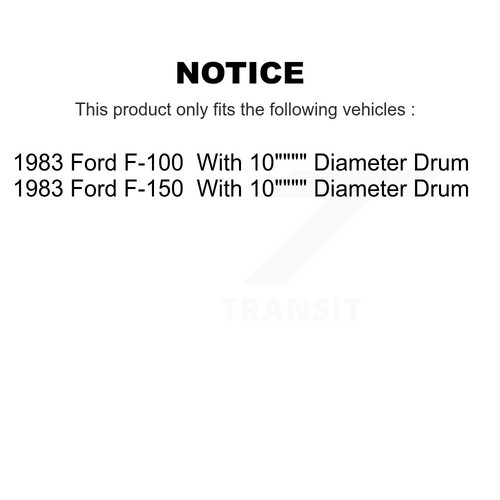 Rear Coat Brake Drum Shoe Spring Kit For Ford F-150 F-100 With 10" Diameter - Picture 2 of 12