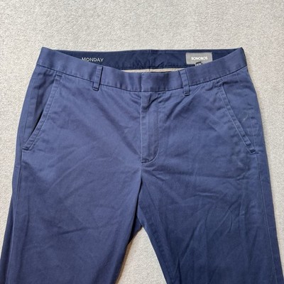 Bonobos Weekday Warrior Monday Pants Mens 32x34 Blue Slim Fit Chino Performance