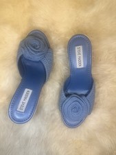 Steve Madden Blue Knit Clog Heels Studded Platform Pumps Women 6.5 Y2K 90s Boho