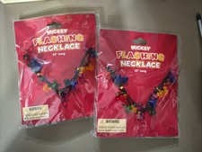 Disney Mickey Mouse Light Up Necklaces New W/battieries