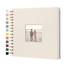 8 x 8 Inch Scrapbook Photo Album Linen Cover, Hardcover Kraft White Pages Mem...