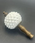 Vintage Milk Glass Hobnail Round Lamp Finial Topper W Brass 1950s-60s MCM 4.3”