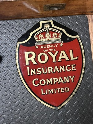 Vintage Agency Of The Royal London Insurance Company Limited Glas Werbeschild