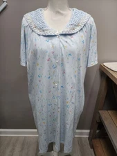 Vintage Barbizon Set Nightgown/Robe Cottage Large Blue Floral 
