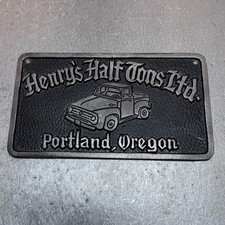 Henrys Half Tons Ltd Portland Oregon Car Club Plaque