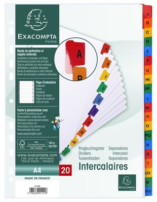 EXACOMPTA Karton-Register A-Z DIN A4 weiß 20-teilig
