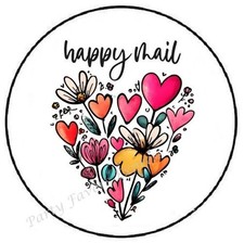 HAPPY MAIL HEART FLOWER ENVELOPE SEALS LABELS STICKERS PARTY FAVORS