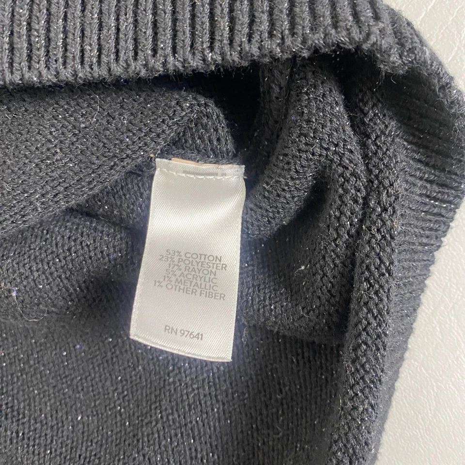 Suéter J. Jill Fair Isle Mujer 2X Negro Brillante Metálico Manga Larga Navidad Foto 3 de 4