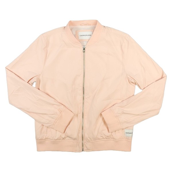 Calvin Klein Jacket Womens LARGE Pink Bomber Full Zip Long Sleeve Mesh Lined L