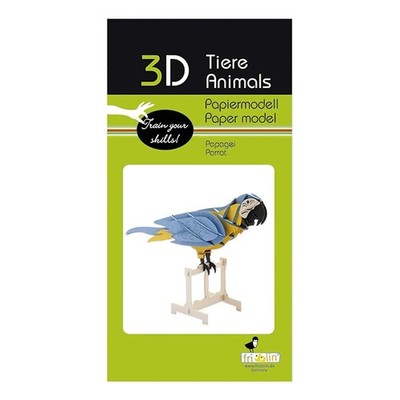 Fridolin 3D Papiermodell, Papagei, 14x10cm