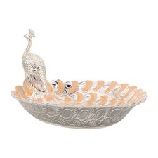 Peacock Gilt Fruit Plate Embossed Serving Plates Platters Metal Bowl Display