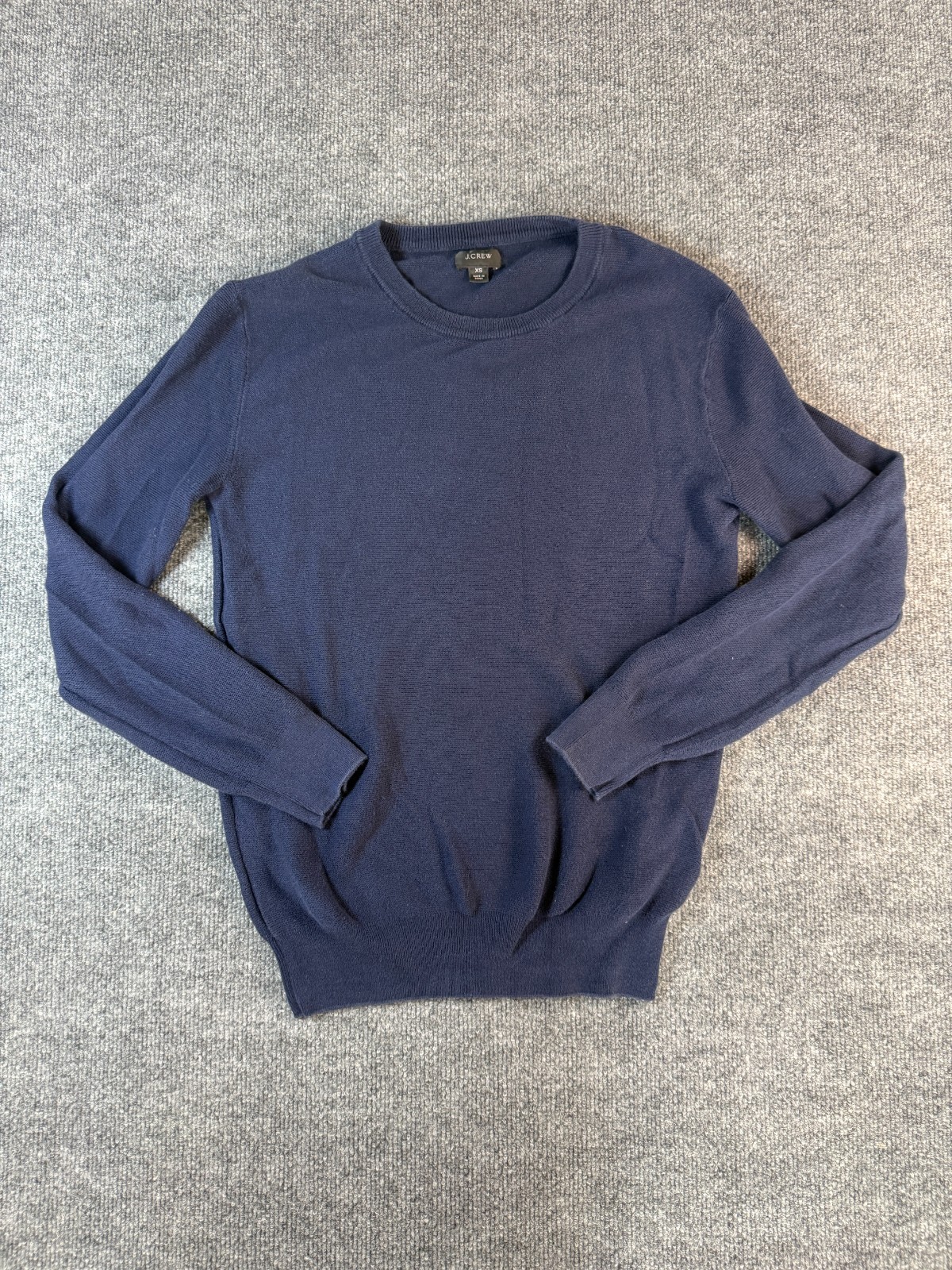 J Crew Sweater Mens Size XS Blue Crew Neck Pullover Wool Knit Preppy Casual