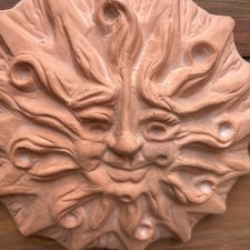 Vintage Terracotta Clay Sun Face Wall Rustic Boho Plaque 9.5