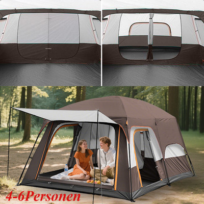 Camping Zelt 4-6 Personen Familie Tunnel Zelt Wasserdichtes Tragbares Zelt Out