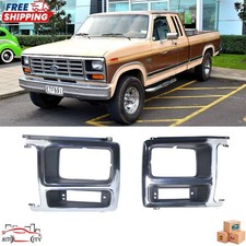 New Front Left Right Head Light Door Chrome And Black For 1980-1986 Ford F-150