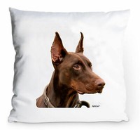Kissenbezug 40X40Cm - Brauner Dobermann - Portrait Hund Kissen Deko