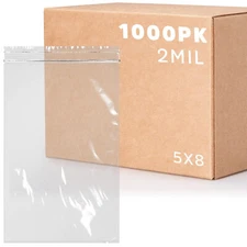 5" X 8" 1000 Count Clear Zipper Lock Bags Plastic Storage Packaging Baggies