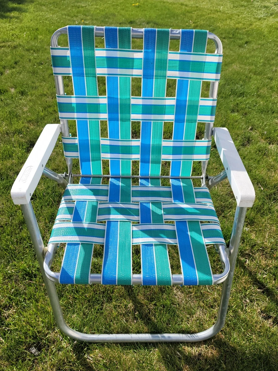 Vintage SUNBEAM Aluminum Folding Chair Lawn Patio Beach Webbed SU