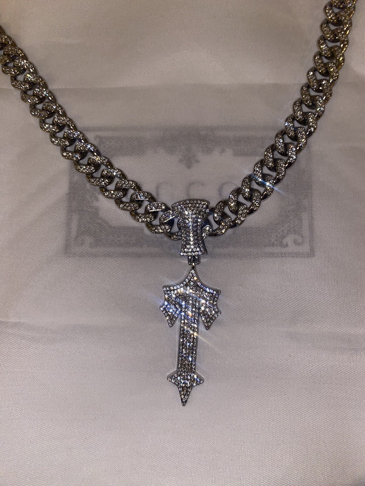 Iced Out Trapstar Central Cee Pendant Chain Necklace Hip Hop Rap Star