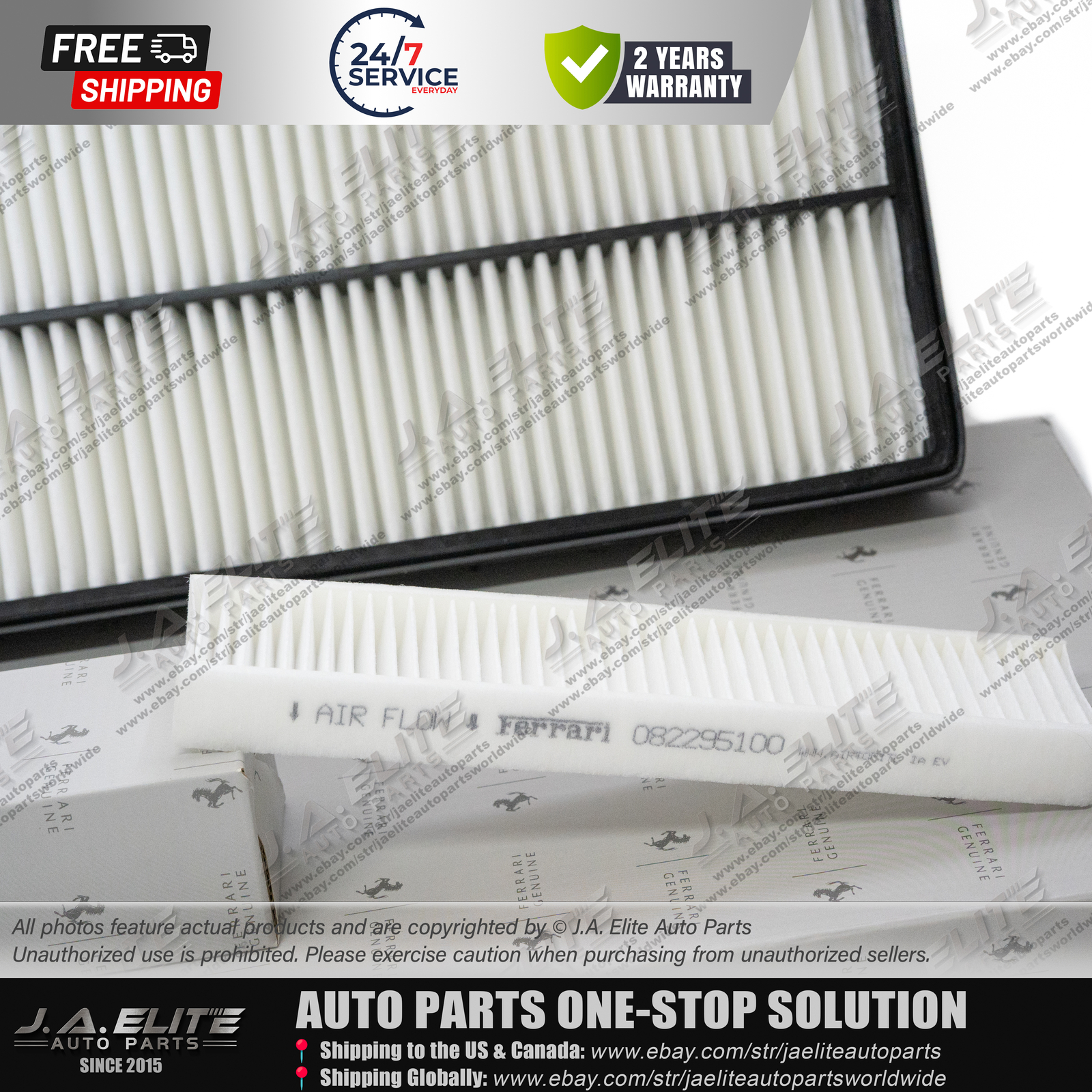 2pcs Ferrari Air Filter & Pollen Filter for Ferrari 488 F8, OEM:312530,82295100