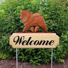 Chow Chow Wood Welcome Outdoor Sign Red
