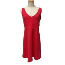 J Crew Elegant Women Red V-Neck Sleeveless A-Line Dress Cocktail Party Evening