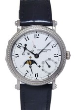 Patek Philippe 5015 Complications 18k White Gold Mens 35mm Watch 5015G