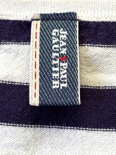 T-shirt rayé en coton & élasthanne col V Jean-Paul Gaultier, taille S/M - Imagen 8 de 13
