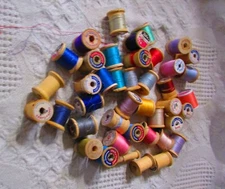 Vintage Lot of Wood Sewing Thread Spools