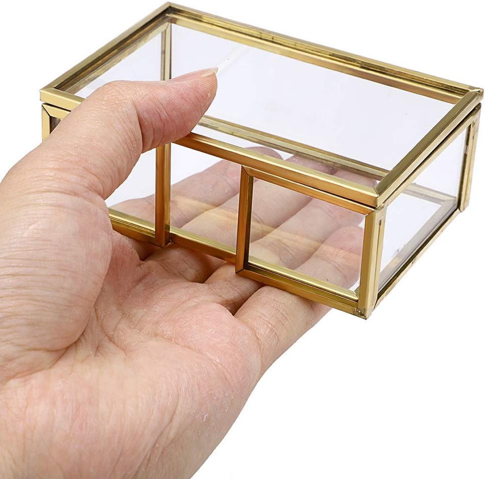 Glass Business Card Holder Box with Lid Desktop Name Card Display Box