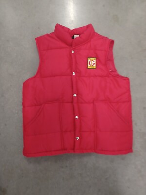 Vtg Swingster Funks G Hybrid Promo Red  Puffer Vest  Size Large  Farmer Corn USA