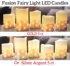 FUSION FAIRY LIGHT LED CANDLES GOLD OR SILVER W/ REMOTE HOME WEDDING EVENT DECOR