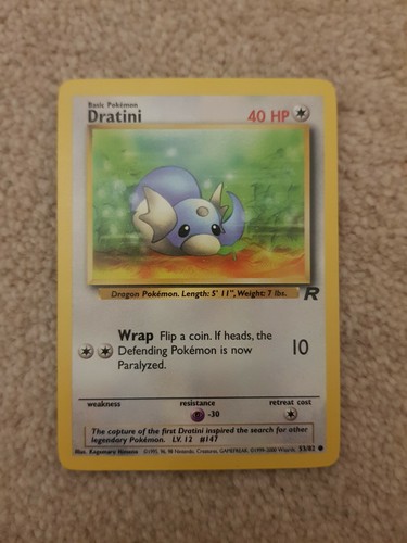 Dratini - 53/82 - Common - Unlimited Edition Team Rocket Pokemon Card Very Good