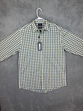 Stafford Travel Shirt Men Size 17 Yellow Check Dress Shirt Regular Preppy New