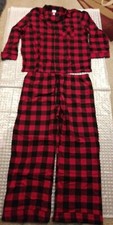 Wondershop XL Mens Pajama Set Red/Blk Buffalo Plaid Collar Long Sleeves