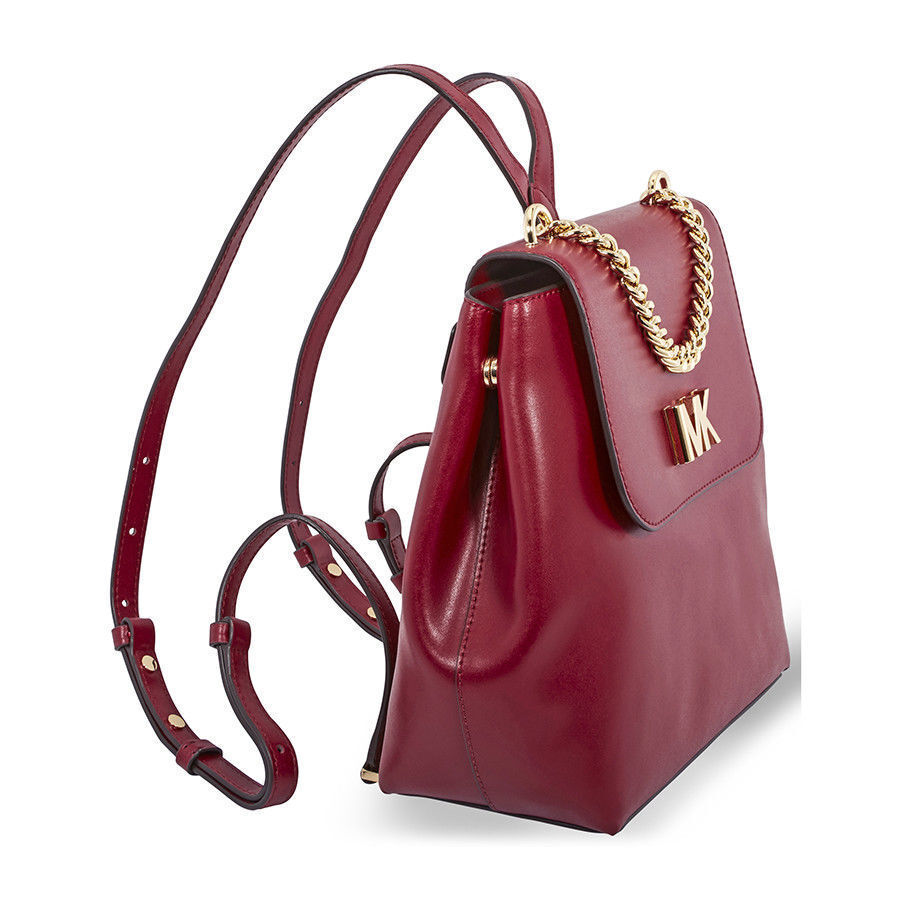 Michael Kors Mott Medium Leather Backpack Maroon | eBay