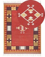 Kelim-Teppich Baumwolle Bunt 160X230 Cm Handgewebt Geometrisches Muster Parakar