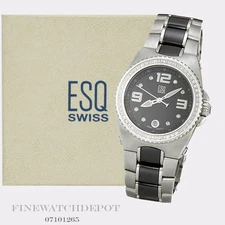 Authentic Ladies ESQ Swiss Stainless Steel Bali Black Dial Watch 07101265