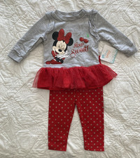 NWT Disney Baby Minnie Mouse 2 Pc. Pants Outfit Set, 12 Months, Valentine 