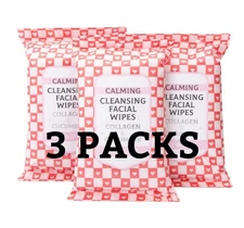 Collagen & Cucumber Calming Cleansing Facial Wipes Pk of 3 (3 PKS)