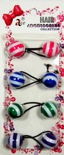 LOT OF 6 PACK-2 TONE GIRL'S HAIR PONYTAIL HOLDER PLASTIC MADE, RUBBER ELASTIC