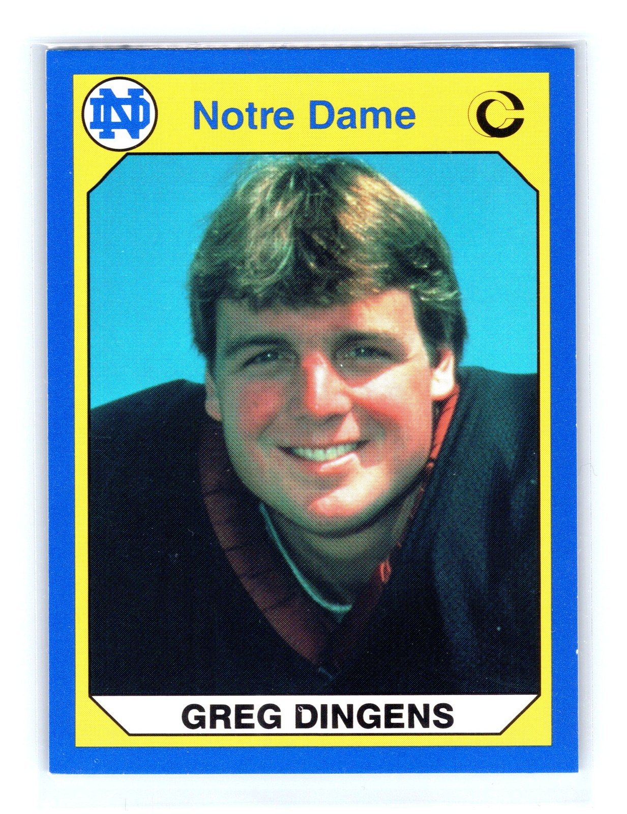 1990 Collegiate Collection Notre Dame Football #16 Greg Dingens Fighting Irish