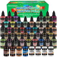 Airbrush Paint - 44 Colors with 4 Thinner Metallic Air brush Paint Set (0.67 ...