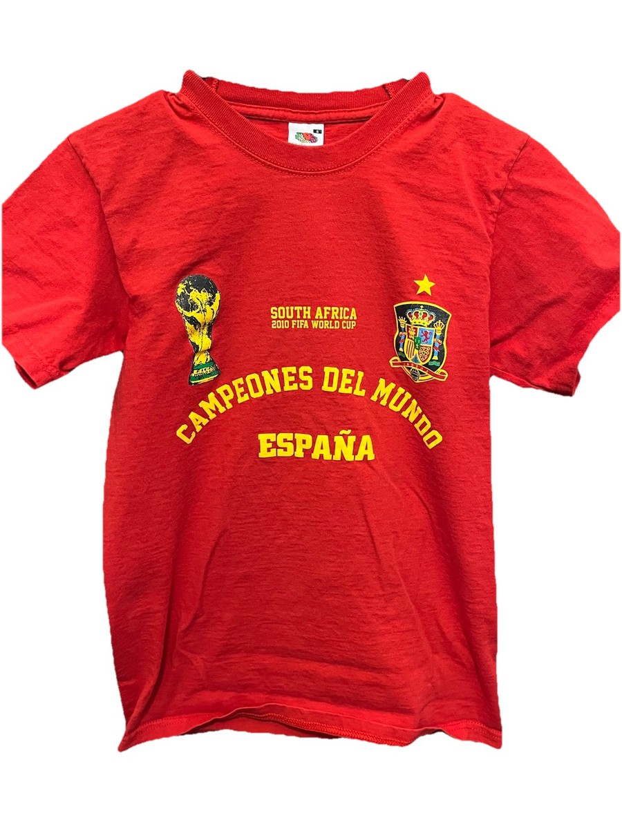 貴重 サッカースペイン代表 2010 ワールドカップ優勝記念 シャツ 2010 FIFA World Cup Campeones Del Mundo Espana Shirt. Size Small