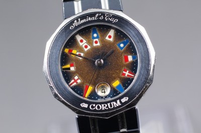 Near MINT CORUM Admiral's Cup 39.610.30 V050 Navy Quartz Ladies Watch From JAPAN