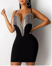 Glitter Deep V-Neck Sexy dress